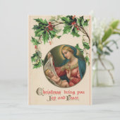  Madonna & kind Religieuze Retro Kerst Feestdagenkaart (Staand voorkant)
