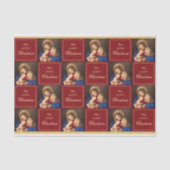 Madonna & Kind Rood Goud Religieuze Kerstmis Tissuepapier (Voorkant)