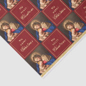 Madonna & Kind Rood Goud Religieuze Kerstmis Tissuepapier (Detail)