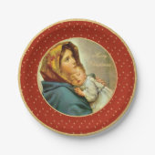 Madonna & Kind Traditionele Religieuze Kerstmis Papieren Bordje (Voorkant)