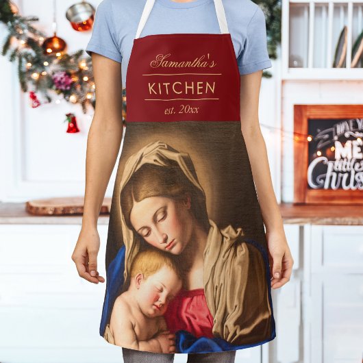 Madonna & Kind Traditionele Religieuze Kerstmis Schort