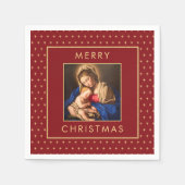 Madonna & Kind Traditionele Religieuze Kerstmis Servet (Voorkant)