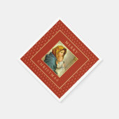 Madonna & Kind Traditionele Religieuze Kerstmis Servet (Hoek)