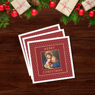 Madonna & Kind Traditionele Religieuze Kerstmis Servet