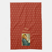 Madonna & Kind Traditionele Religieuze Kerstmis Theedoek (Verticaal)