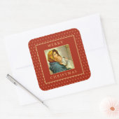 Madonna & Kind Traditionele Religieuze Kerstmis Vierkante Sticker (Envelop)
