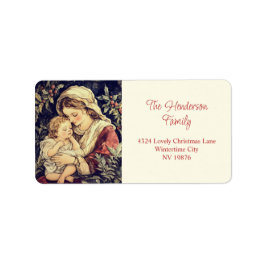 Madonna Kind Vintage Kerstmis Etiket