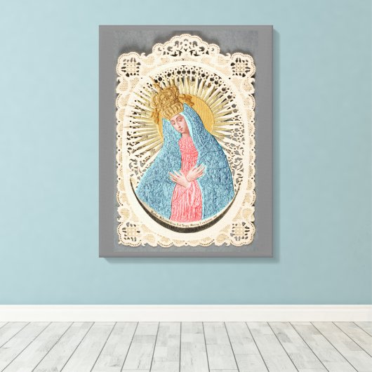 Madonna Koningin van de Hemel op Kant Canvas Afdruk (Insitu (Houten vloer))