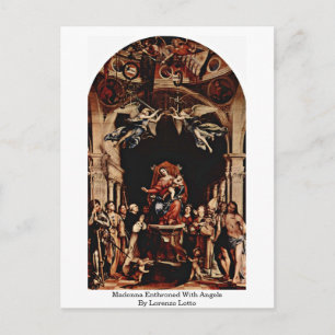 Madonna kwam met Angels door Lorenzo Lotto Briefkaart