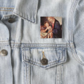 Madonna leert het kind Jezus Vierkante Button 5,1 Cm (In situ)