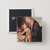 Madonna leert het kind Jezus Vierkante Button 5,1 Cm (Voorkant /achterkant)