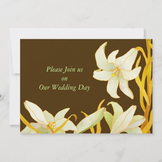 Madonna Lilies Brown Fall Wedding Invitations Kaart (Voorkant)