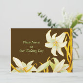 Madonna Lilies Brown Fall Wedding Invitations Kaart (Staand voorkant)