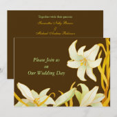 Madonna Lilies Brown Fall Wedding Invitations Kaart (Voorkant / Achterkant)
