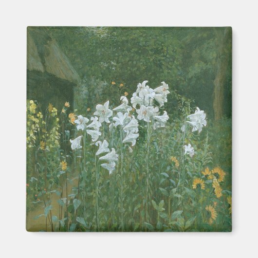 Madonna Lilies in een tuin Magneet (Voorkant)