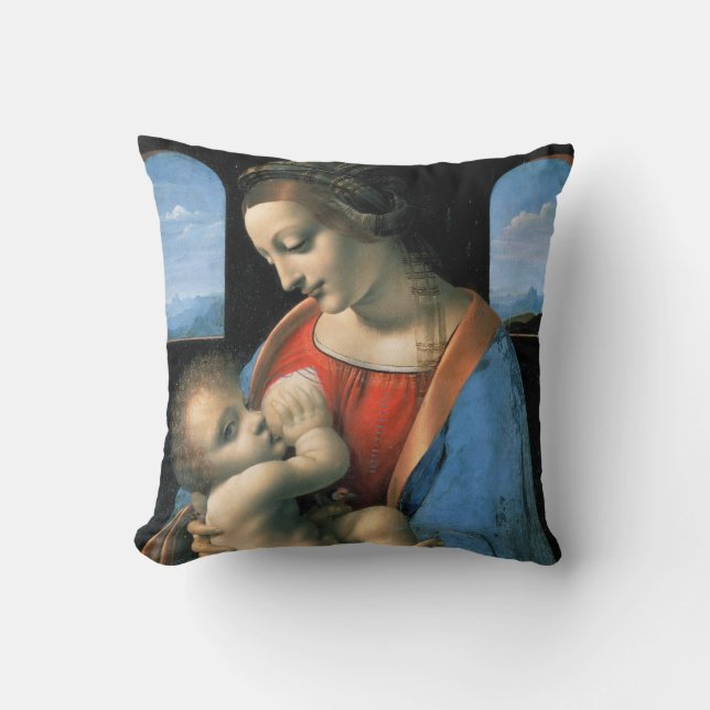 Madonna Litta, Leonardo da Vinci, 1490-1491 Kussen (Voorkant)
