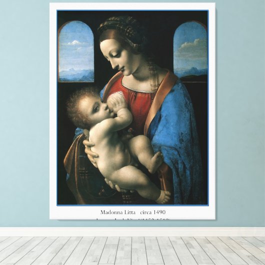 Madonna Litta Leonardo Da Vinci Canvas Afdruk (Insitu (Houten vloer))