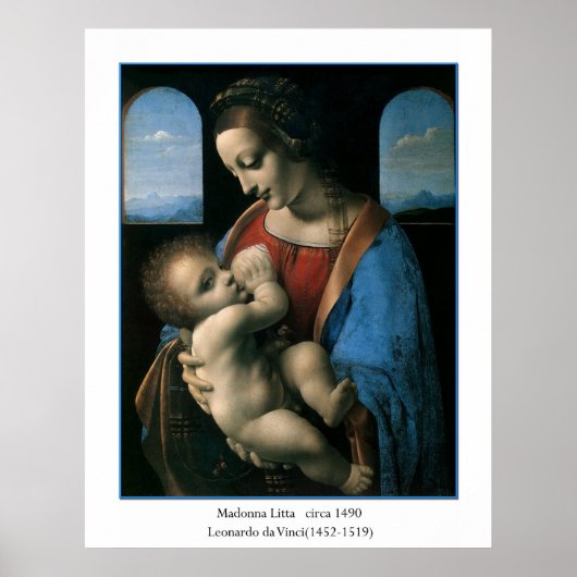 Madonna Litta van Leonardo Da Vinci Poster (Voorkant)