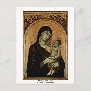 Madonna met Angels van Duccio di Buoninsegna Briefkaart
