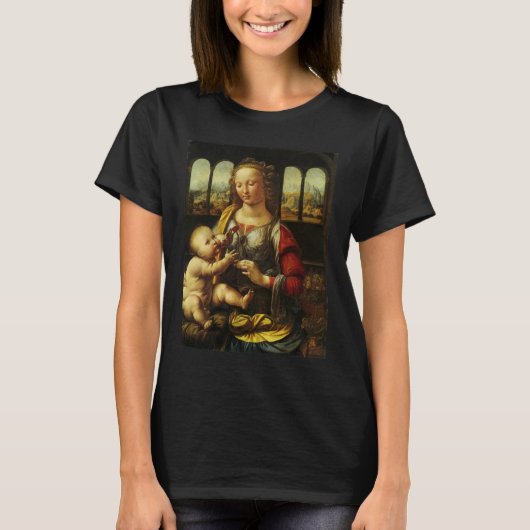 Madonna met anjer van Leonardo da Vinci T-shirt (Voorkant)