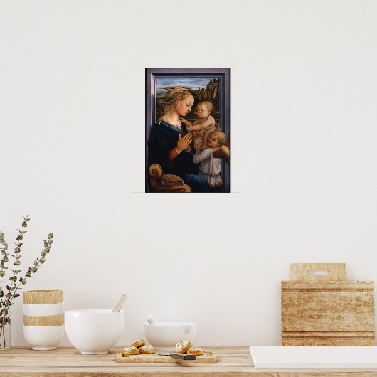 Madonna met Child en Two Angels - Lippi - Poster (Keuken)