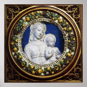 MADONNA MET CHILD RENAISSANCE FLORAL CROWN POSTER
