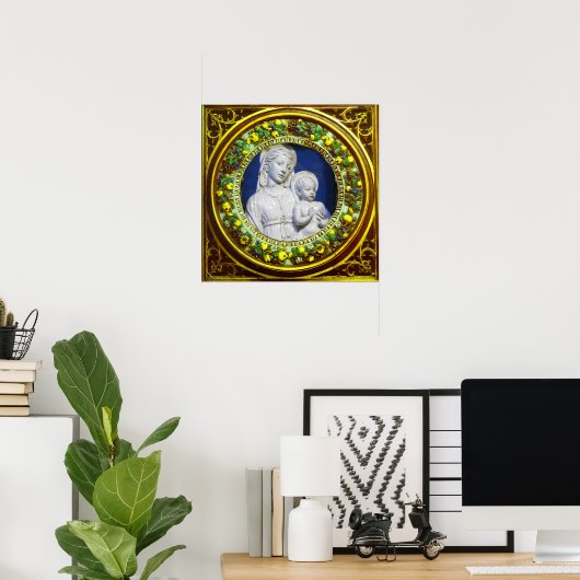 MADONNA MET CHILD RENAISSANCE FLORAL CROWN POSTER (Thuiskantoor)