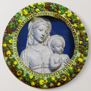MADONNA MET CHILD RENAISSANCE FLORAL CROWN RONDE BUTTON 6,0 CM