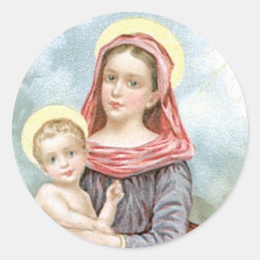 Madonna met Christus Kind Ronde Sticker (Voorkant)