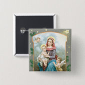 Madonna met Christus Kind Vierkante Button 5,1 Cm (Voorkant /achterkant)