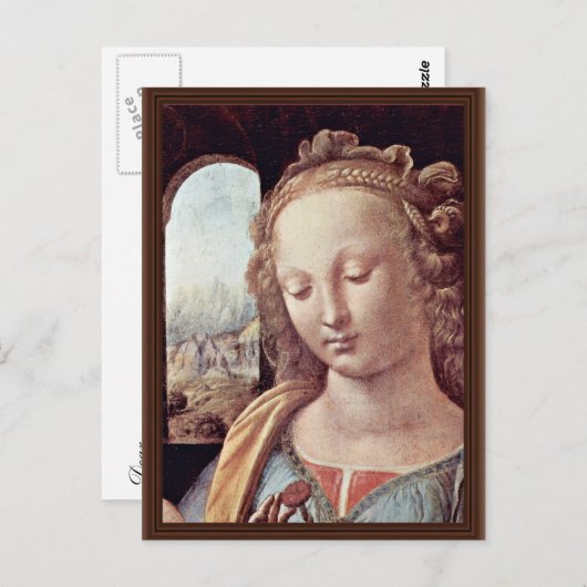 Madonna met de anjer van Leonardo da Vinci Briefkaart (Voorkant / Achterkant)