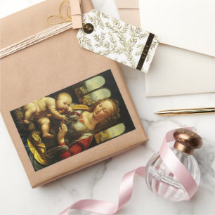 Madonna met de anjer van Leonardo da Vinci Rechthoekige Sticker