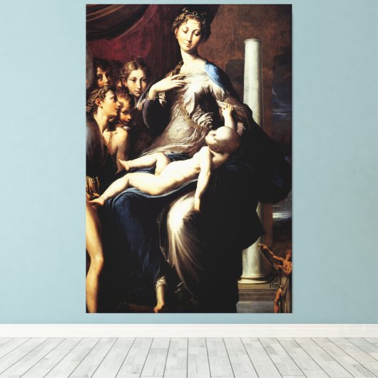 Madonna met de lange nek door Parmigiano Canvas Afdruk (Insitu (Houten vloer))