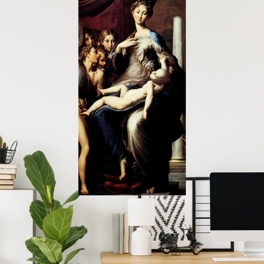 Madonna met de lange nek door Parmigiano Poster (Thuiskantoor)