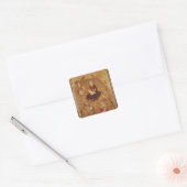 Madonna met een Roos Struik Vierkante Sticker (Envelop)
