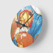 Madonna met Jesus Byzantine Religious Icon gold Ronde Klok (Hoek)