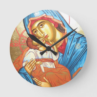 Madonna met Jesus Byzantine Religious Icon gold Ronde Klok