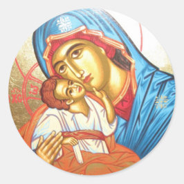 Madonna met Jesus Byzantine Religious Icon gold Ronde Sticker