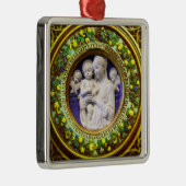 MADONNA MET KIND, ANGELS FLORAL CROWN Blue Gem Metalen Ornament (Rechts)