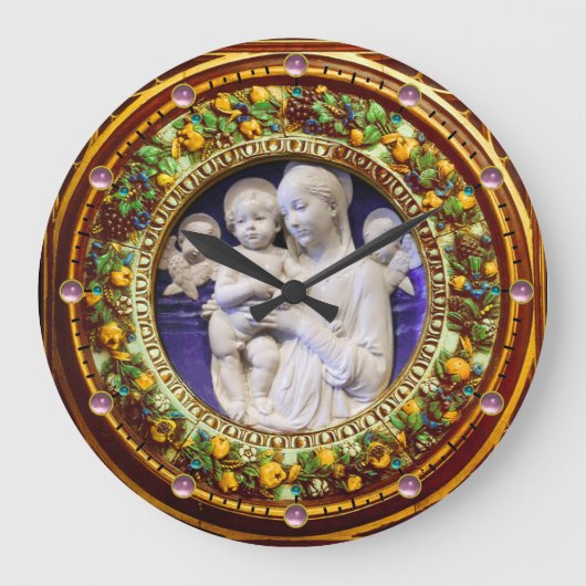 MADONNA MET KIND, ANGELS FLORAL RENAISSANCE CROWN GROTE KLOK (Voorkant)