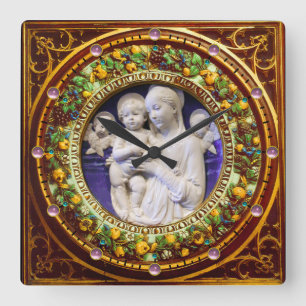 MADONNA MET KIND, ANGELS FLORAL RENAISSANCE CROWN VIERKANTE KLOK