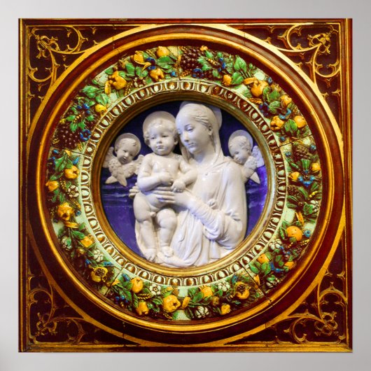 MADONNA MET KIND, ANGELS RENAISSANCE FLORAL CROWN POSTER (Voorkant)