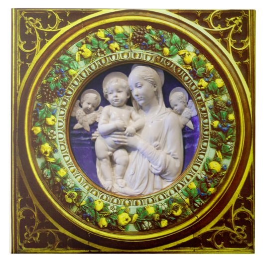 MADONNA MET KIND, ANGELS RENAISSANCE FLORAL CROWN TEGELTJE (Voorkant)