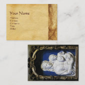 MADONNA MET KIND, ANTIEK PERKAMENT VISITEKAARTJE (Voorkant / Achterkant)