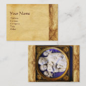 MADONNA MET KIND, ANTIEK PERKAMENT VISITEKAARTJE (Voorkant / Achterkant)