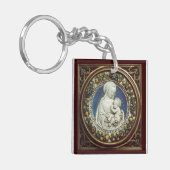 MADONNA MET KIND Ave Maria Prayer Parchment Sleutelhanger (Voorkant Links)
