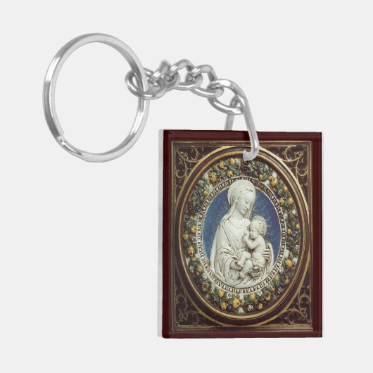 MADONNA MET KIND Ave Maria Prayer Parchment Sleutelhanger (Voorkant Links)