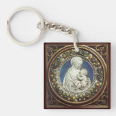 MADONNA MET KIND Ave Maria Prayer Parchment Sleutelhanger (Voorkant)