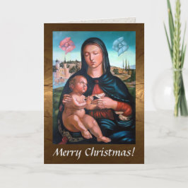 Madonna met kind, boek en cherubs feestdagen kaart