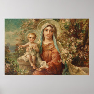 Madonna met kind door Hans Zatzka - poster